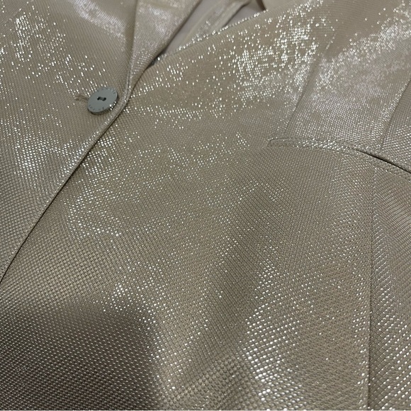 Tahari ASL Women’s Gold Blazer Size 14 Shiny Metallic Textured office blazer - Picture 13 of 15